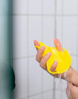 Boie USA Flat Body Scrubber - Soft Silicone-Like Exfoliating Shower Scrubber & Body Cleansing Brush - Stick-to-Wall Loofah Replacement - Body Exfoliator for All Skin Types (Yellow)