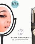 Conair Limited Edition Bundle | INFINITIPRO by CONAIR Curl Secret Automatic Curling Iron in 3/4-inch Barrel - and - Conair Lighted Makeup Mirror | Black | Amazon Exclusive
