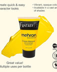 Mehron Makeup Fantasy FX Cream Makeup | Water Based | Halloween | Yellow Face & Body Paint For Adults 1 fl oz (30ml) (YELLOW)