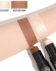 FOCALLURE 2 Pcs Contour Foundation Stick, Highlighter & Bronzer Pen, Face Brightens & Shades Pencil, Highlighting Shade Longwear Makeup, Highlight Bronzer Shaping Trimming Stick,Neutral
