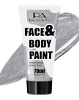 Silver Face Paint 70ml Large Capacity - Non-Toxic Washable Body Paint for Halloween Skeleton Ghost Looks, Full Coverage Face Body Paint for Halloween SFX Cosplay Makeup ,Costume Events