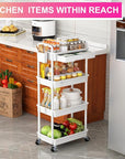 Goovilla 4 Tier Rolling Utility Cart Organizer with Removable Drawer, Stable and Sturdy White Rolling Storage Carts with 2 Lockable Wheels for Bathroom, Kitchen, Snack, Craft, Makeup, Baby Essentials