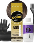 MOEHAIR Hair Coloring Kit | 6NN Permanent Hair Color (Dark Blonde Intense), 20 Volume Developer 6%, Coloring Brush, Gloves & Mixing Bowl | Keratin Infused | Gray Coverage | Adds Shines & Softness