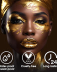BADCOLOR Gold Eye Black Blendable Face Body Paint Stick, Waterproof Metallic Full Body Paint Sticks Makeup for Halloween Special Effects Cosplay Skeleton Clown Costume Parties