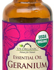 US Organic 100% Pure Geranium Essential Oil - USDA Certified Organic, Steam Distilled - W/Euro droppers (More Size Variations Available) (30 ml / 1 fl oz)