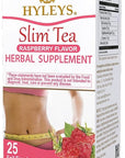 Hyleys Slim Tea Raspberry Flavor - Weight Loss Herbal Supplement Cleanse and Detox - 25 Tea Bags (6 Pack)