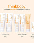 Thinkbaby Baby Sunscreen for Sensitive Skin, 3 Fl Oz, SPF 50 Clear Zinc Oxide Baby Mineral Sunscreen, Broad Spectrum UVA/UVB Protection, Natural, Water Resistant, Reef Safe, Vegan