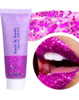 DAGEDA Body Glitter Gel, Face Glitters Body Gel Sequins Shimmer Liquid Eyeshadow, Chunky Glitter for Face Hair Nails, Holographic Cosmetic Laser Powder Festival Glitter Makeup 50ml(Fuchsia)