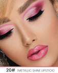 2-in-1 Pink Lip Liner & Lipstick Set Kit for Women, Metallic Lips Kit with Lip Liner Lip Stains Long Lasting Waterproof 24 Hour Lipstick and Lip Liners Combo Lipliners Pencil Set 20
