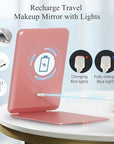 FUNTOUCH Rechargeable Travel Makeup Mirror with 72 Led Lights, Portable Lighted Beauty Mirror, 3 Color Lighting, Dimmable Touch Screen, Tabletop LED Folding Cosmetic Vanity Mirror