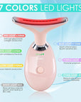 Facial Massager for Face and Neck, Red-Light-Therapy-for-Face and Neck, Face culpting Wand with 7 Color, at-Home Face Tool for Skin Care (Pink)