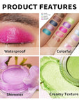 Oulac Hot Pink Cream Eyeshadow also for Highlighter Highly Pigmented Eye Shadow Waterproof&Long Lasting with Moisturizing Formula Blendable Shimmer Eye Make-up,Vegan & Cruelty-Free, 6g, 09
