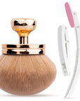 Self Tanner Brushes- Extra Large Body Makeup Brush & Back Lotion Applicator, 2 Pcs, Body, Leg and Face Kabuki Brush, Back Applicator for Self Tan, Sunscreen, Lotion, Makeup, Blend & Blur (Rose Gold)