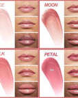 4 Pcs Hydrating Lip Gloss, ICE/MOON/SILK/PETAL High Moisturizing Oil Tint with Hyaluronic Acid, High Shine for Plumper Looking Lips (#A)