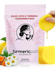 Turmeric Kojic Acid Cleansing Pads, 30 Count | Soothing Chamomile | Nourishing & Brightening, Oil Control & Even Skin Tone for All Skin Types