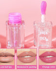 Magic Color Changing Lip Oil, Lip Oil Color Changing, Hydrating Lip Gloss Warm Change, Big Brush Color Changing Lip Oil, Lip Changing Oil Long Lasting Shimmery, Non-sticky Primer Lip Tint