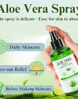 Aloe Vera Spray from Freshly Cut Pure Aloe, Aloe Vera Spray for Skin& Hair, Aloe Vera Spray for Sunburn Relief, 6.93oz, Absorbs Rapidly, Infused wirh Cucumber Essence