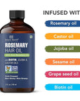 Botanic Hearth 100% Pure Rosemary Oil For Hair Growth Infused With Biotin, Jojoba & Castor Oil | Hair Oil Repairs Dry Damaged Hair, Strengthening, Healthier - Hair Tonic, 2.0 fl oz