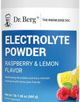 Dr. Berg Zero Sugar Hydration Keto Electrolyte Powder - Enhanced w/ 1000 mg of Potassium & Real Pink Himalayan Salt (NOT Table Salt) - Raspberry & Lemon Flavor Hydration Drink Supplement, 100 Servings