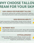 Beef Tallow for Skin 4.2 OZ - Suitable for Sensitive Skin, Grass Fed Tallow Deeply Nourishing for Face & Body. Whipped Tallow Cream and Honey Balm Face Moisturizer. tallow and honey balm
