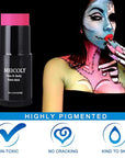 MEICOLY Pink Face Body Paint Stick(1.06Oz),Waterproof Sweatproof Pink Eye Black Softball/Baseball/Football,Cream Body Paint,Blendable Face Paint for Halloween Special Effects SFX Makeup