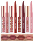 LANGMANNI 4pcs Matte Lipstick with Lipliners Durable Makeup Set,Long-Lasting Non-Stick Cup Not Fade Waterproof Pigmented Velvet Lipgloss Kit Beauty Cosmetics Makeup Gift for Girls(#1+3+5+7)