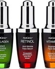 Professional Skin Care Set. Anti-aging Serum Set Contains Collagen Serum, Retinol Serum, Vitamin C Serum. Helps W/Appearance Of Wrinkles, Plump Skin, & Brighten Skin, 1 Fl Oz (3-Pack)