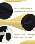 SINLAND Reusable Makeup Remover Pads For Face,Eye,Lips Microfiber Gentle Facial Cleansing Cloths for All Skin Types Friendly for Makeup Remover With Laundry Bag Black Pack of 12