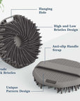 ManmiHealth 2 PCS Silicone Body Scrubber Shower Brush, Upgrade Super-Exfoliating Shower Scrubber with Non-Slip Hand Strap, Silicone Body Buffer for Use in Shower with a Free Hook (Black+Gray)