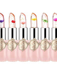firstfly Pack of 6 Crystal Flower Jelly Lipstick, Long Lasting Nutritious Lip Balm Lips Moisturizer Magic Temperature Color Change Lip Gloss (Pink)