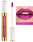 MAKI YIKA Hot Pink Lipstick for Women Metallic Lipsticks Glitter Long Lasting Lipstick No Smudge No Transfer Liquid Lip Gloss (BR19 Unheated)