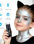 Go Ho Pearl Silver Face Body Paint Stick,Water Based Washable Face Paint Stick,Non-toxic Full-coverage Cream Silver Body Paint for Adults Children Halloween Cosplay SFX Makeup