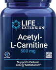 Life Extension Acetyl-L-Carnitine, Acetyl-L-Carnitine, vitamin C, Brain, mood & nerve health, cellular energy, 3-month supply, Gluten-Free, Non-GMO, Vegetarian, 100 Capsules