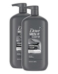 DOVE MEN + CARE Purifying Shampoo Charcoal + Clay 2 Pk for Stronger, More Resilient Hair, with Plant-Based Cleansers, 31 oz