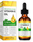 Natural Vitamin E Oil for Skin, 75,000 IU Ultra Concentrated Vitamin E Oil for Face, Hair and Scars, Moisturizing Dry Skin Oils, Promotes Skin Elasticity, 2Fl Oz