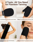 4 Pack Self Tanning Mitt Applicator Kit,Tanning Glove for Self Tan Mitt,Self Tanner Back Applicator,Mini Tan Mit, Exfoliating Mitt, for Sunless Streak-Free Fake Tanning