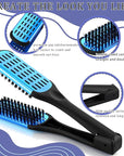 CHENGU 2 Pcs Straightening Comb For Hair, Boar Bristles Clamp Double Sided Brush Hair Straightening Brushes Comb Flat Iron Styling for Knotty Unkempt(Blue, Black)