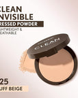 Covergirl Clean Invisible Pressed Powder, Lightweight, Breathable, Vegan Beige 125, 0.38oz