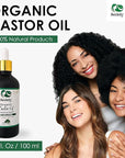 Seddy Organic Castor Oil - Cold Pressed | Hexane-Free | Pure | Hair, Scalp, Eyelashes, Eyebrows, Skin, & Nails | Hair Treatment Oil - 3.4 Fl. Oz