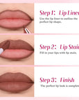 2-IN-1 Lip Liner and Lip Stain, High Pigmented Long Lasting Velvet Lip Tint, Well-Defined Lipliner, Weightless Waterproof Not Animal Tested, Matte Finish Makeup