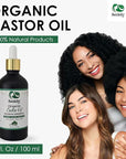 Seddy Organic Castor Oil with Rosemary & Peppermint in Dark Glass Bottle - Cold Pressed | Hexane-Free | Scalp, Hair, Eyelashes, Eyebrows, Skin, & Nails | Hair Treatment Oil - 3.4 Fl. Oz