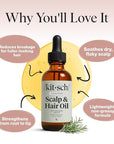 Kitsch Rosemary Oil Pre-Wash Strengthening Hair Oil with Castor, Biotin, Jojoba, Lavender Scent, 60ml