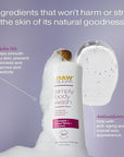 RAW SUGAR Simply Body Wash - Pineapple + Maqui Berry + Coconut, Moisturizing & Brightening Bath & Shower Gel, Sulfate-Free, Paraben-Free & Vegan (Pack of 3)