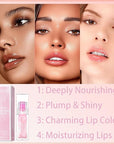2PCS Magic Color Changing Lip Oil - Big Brush, Long Lasting Shimmery, Warm Change Hydrating Lip Gloss