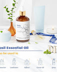 HIQILI Basil Essential Oil, 100% Pure & Natural, Diffuser in Bedroom, Yoga, Mediation for Calming Relaxation Mood, Hair Growth, Body Massage, DIY Sweet Herbal Scented Soap Gifts- 100ML