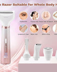 Electric Razors for Women, 5 in 1 Bikini Trimmer for Women, Wet/Dry Electric Shaver, Painless Womens Razor Shavers, Facial Hair Removal for Face Nose Eyebrow Arms Armpit Legs Pubic Area