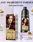 Hair Dye Shampoo 3-in-1 Vegan Color for Gray Hair - Ammonia-Free for Men & Women – Beard & Hair Coloring – Instant Gray Coverage Champú Para Canas Mujer & Hombre (BURGUNDY WINE RED)