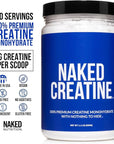 Naked Pure Micronized Creatine Monohydrate - 100 Servings - 500 Grams, 1.1Lb Bulk, Vegan, Non-GMO, Gluten Free, Soy Free. Aid Strength Gains, No Artificial Ingredients Creatine