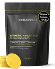 Turmeric Kojic Acid Cleansing Pads - Turmeric Face Scrub Pads with Vitamin C (30 pads), Kojic Acid and Turmeric Cleansing Pads for Exfoliation - Made With Vitamin B5
