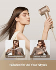 Dreame Glory Mix High-Speed Hair Dryer, Dual Voltage, 3 Magnetic Nozzles, Perfume Infusion, Customized Fragrant Drying, NTC Control, 300M Negative lons, 110,000RPM Motor, 336g Lightweight, Gold